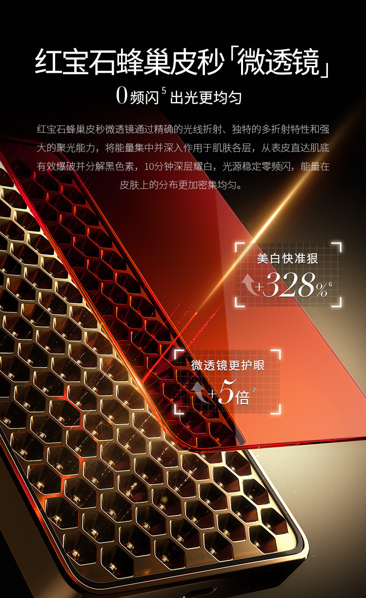 紅寶石蜂巢皮秒「微透鏡」多折射、強聚光、0頻閃，能量密度更大更勻