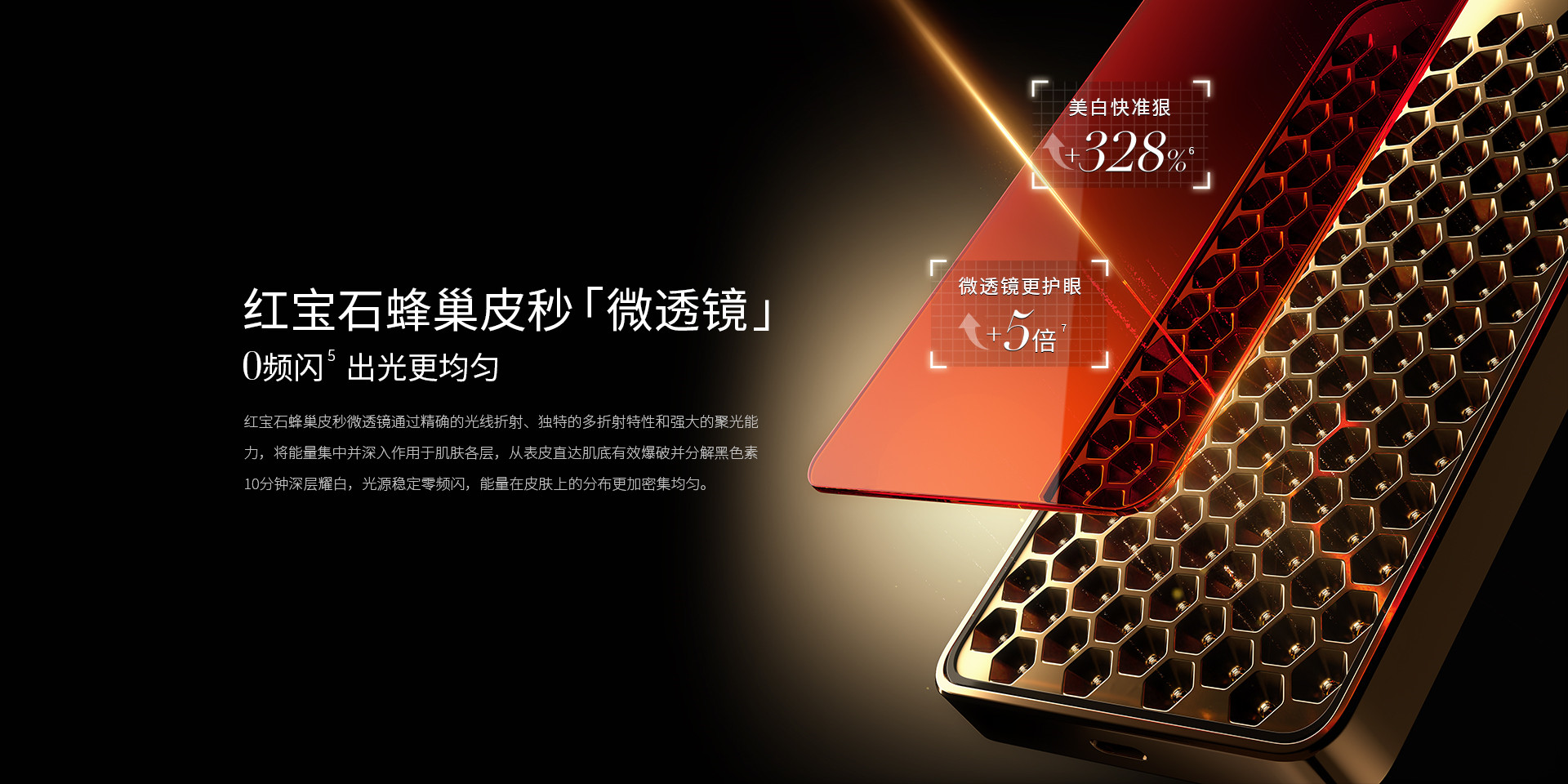 紅寶石蜂巢皮秒「微透鏡」多折射、強聚光、0頻閃，能量密度更大更勻
